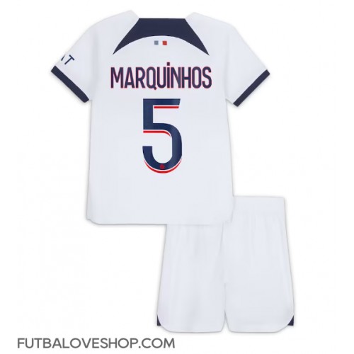 Dres Paris Saint-Germain Marquinhos #5 Preč pre deti 2023-24 Krátky Rukáv (+ trenírky)